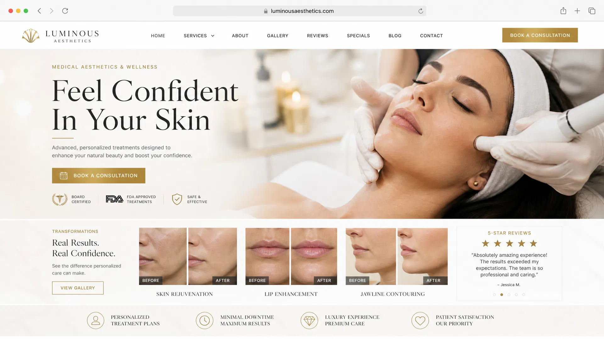 Med spa website