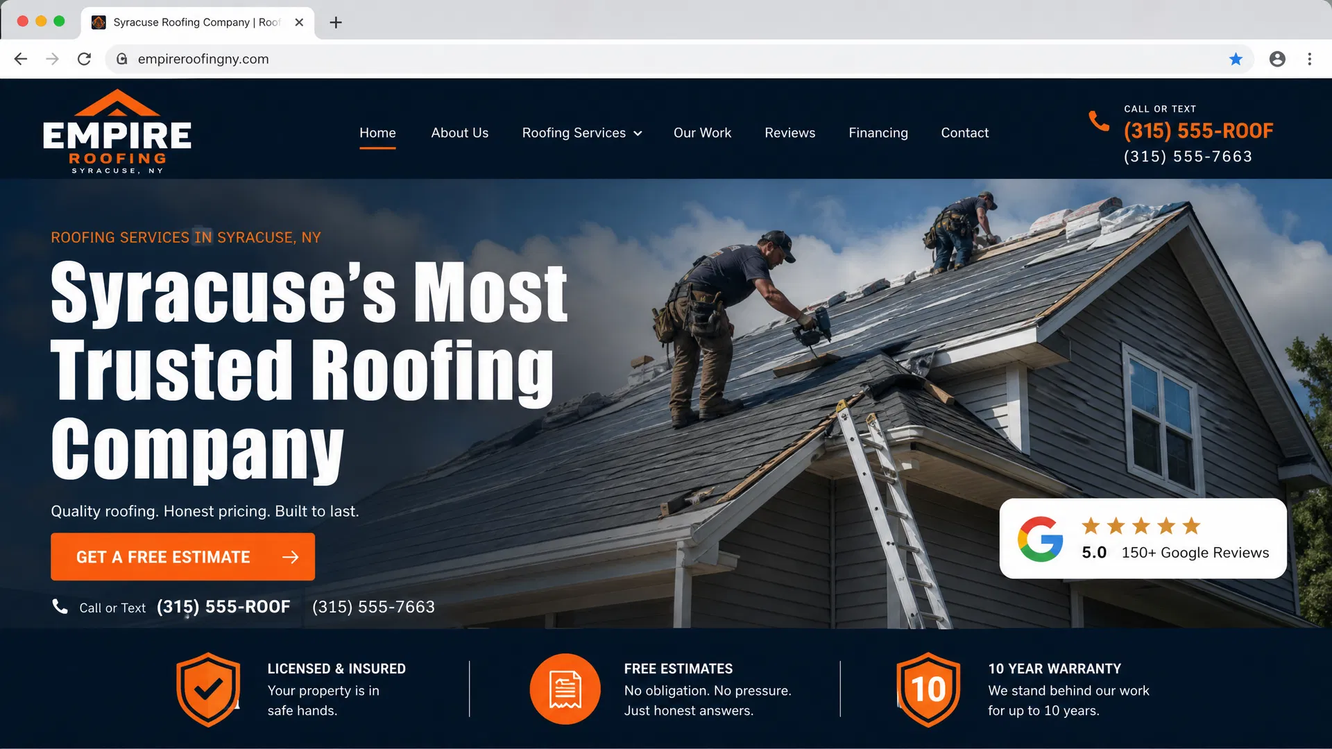 Roofing website